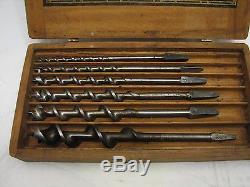 Set Irwin Drill Brace Bits Tool Wood Auger withBox Carpenter's Woodworking