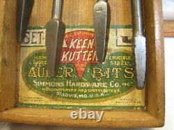 Set Keen Kutter KK Drill Brace Bits Tool Wood Auger withBox Carpenters Woodworking