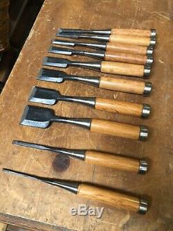 Set Of 10 Japanese Chisels-GREAT CONDITION, Woodworking Tools-Made In Japan
