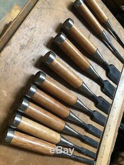 Set Of 10 Japanese Chisels-GREAT CONDITION, Woodworking Tools-Made In Japan