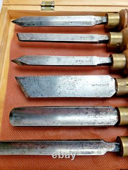Set Of 8 Various T. H. Witherby Chisels Vintage Made In USA in Box Woodworking