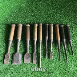 Set of 10 Japanese Chisel Nomi Carpenter Tool Hand Tool wood working 081510