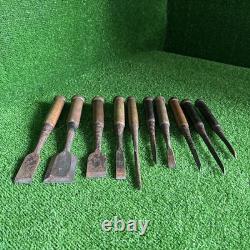 Set of 10 Japanese Chisel Nomi Carpenter Tool Hand Tool wood working 081510