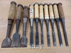 Set of 10 Japanese Chisel Nomi Carpenter Tool Hand Tool wood working 102215