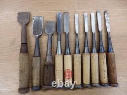 Set of 10 Japanese Chisel Nomi Carpenter Tool Hand Tool wood working 102215