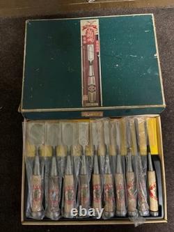 Set of 10 Japanese Oire Nomi Chisels Seki Signed Boxed Woodworking Tools