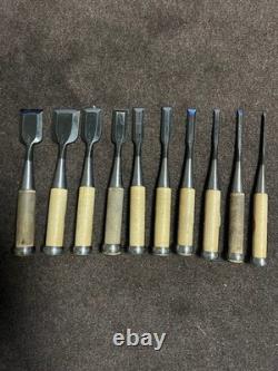 Set of 10 Japanese Oire Nomi Chisels Seki Signed Boxed Woodworking Tools