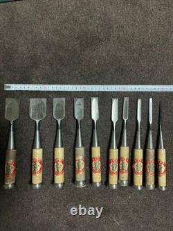 Set of 10 Japanese Oire Nomi Chisels Seki Signed Boxed Woodworking Tools