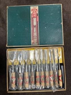 Set of 10 Japanese Oire Nomi Chisels Seki Signed Boxed Woodworking Tools