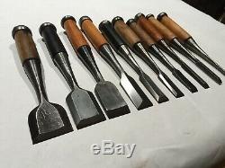 Set of 10Japanese Bench ChiselsOire NomiMULTI URAWoodworking ToolsMortising