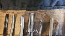 Set of 11 Carving Tools in Roll. Includes Marples, Ashley Iles Etc