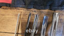 Set of 11 Carving Tools in Roll. Includes Marples, Ashley Iles Etc