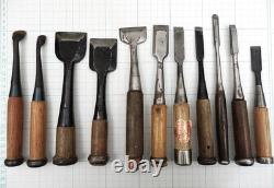 Set of 11 Japanese Chisel Nomi Carpenter Tool Hand Tool wood working 12021