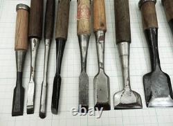 Set of 11 Japanese Chisel Nomi Carpenter Tool Hand Tool wood working 12021