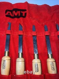 Set of 12 AMT Wood Carving Chisels with Red Pouch Woodworking Tools