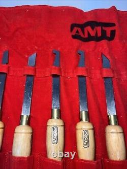 Set of 12 AMT Wood Carving Chisels with Red Pouch Woodworking Tools