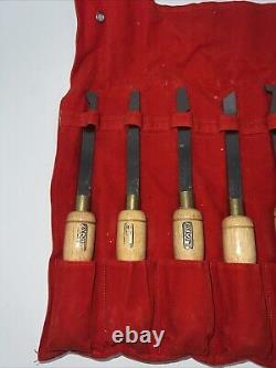 Set of 12 AMT Wood Carving Chisels with Red Pouch Woodworking Tools