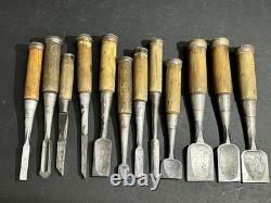 Set of 12 Japanese Chisel Nomi Carpenter Tool Hand Tool wood working 010071