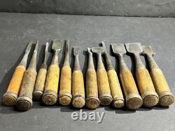 Set of 12 Japanese Chisel Nomi Carpenter Tool Hand Tool wood working 010071