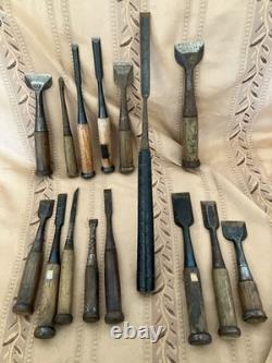 Set of 15 Japanese Chisel Nomi Carpenter Tool Hand Tool wood working 010094