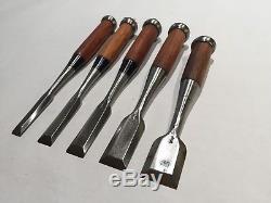 Set of 5 Japanese Bench Chisels, Vintage Woodworking Tool Lot, Top Blacksmith