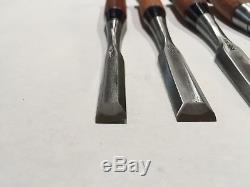 Set of 5 Japanese Bench Chisels, Vintage Woodworking Tool Lot, Top Blacksmith