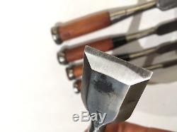 Set of 5 Japanese Bench Chisels, Vintage Woodworking Tool Lot, Top Blacksmith