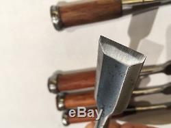 Set of 5 Japanese Bench Chisels, Vintage Woodworking Tool Lot, Top Blacksmith