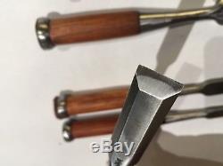 Set of 5 Japanese Bench Chisels, Vintage Woodworking Tool Lot, Top Blacksmith