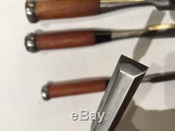 Set of 5 Japanese Bench Chisels, Vintage Woodworking Tool Lot, Top Blacksmith