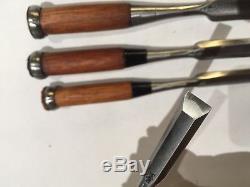 Set of 5 Japanese Bench Chisels, Vintage Woodworking Tool Lot, Top Blacksmith