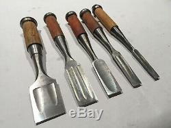 Set of 5Japanese Timber ChiselsNaka Tataki NomiWoodworking ToolMortising