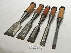 Set of 5Japanese Timber ChiselsNaka Tataki NomiWoodworking ToolMortising