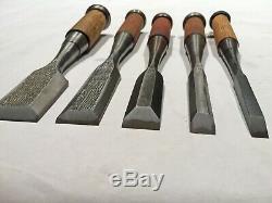 Set of 5Japanese Timber ChiselsNaka Tataki NomiWoodworking ToolMortising