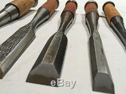 Set of 5Japanese Timber ChiselsNaka Tataki NomiWoodworking ToolMortising