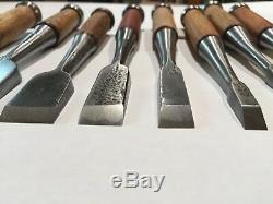 Set of 8 Vintage Japanese Bench Chisels, Woodworking Tool Lot, Several Ouchi