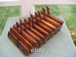 Set of nine Side bead moulding planes by Mixed makers