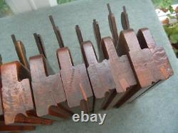 Set of nine Side bead moulding planes by Mixed makers