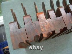 Set of nine Side bead moulding planes by Mixed makers