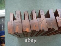 Set of nine Side bead moulding planes by Mixed makers