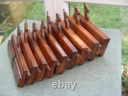 Set of nine Side bead moulding planes by Mixed makers