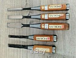 Shokunin Japan Woodworking Chisels 3 Bench and 2 Mortise in Good Condition