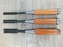 Shokunin Japan Woodworking Chisels 3 Bench and 2 Mortise in Good Condition