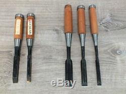 Shokunin Japan Woodworking Chisels 3 Bench and 2 Mortise in Good Condition