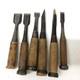 Traditional Japanese Chisel Set 6 Pieces Engraved Woodworking Tools Antique
