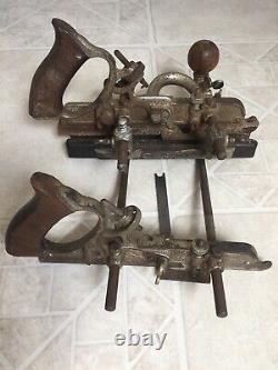 Two ANTIQUE STANLEY No. 45 COMBINATION WOODWORKING PLOW PLANE