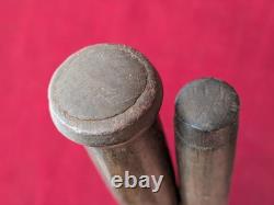 Two Piece Antique Woodworking Chisel Drill Set with Wooden Handles Vintage