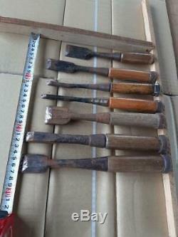 USED Japanese Carpenter Tool Nomi 10 Wood Chisels Set Vintage Woodworking D0153