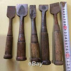 USED Japanese Carpenter Tool Nomi 5 Wood Chisels Set Vintage Woodworking D0014