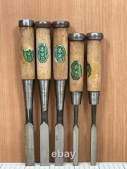 Unused Japanese Vintage Carpenter Tool Chisel Nomi Woodworking 5-piece set